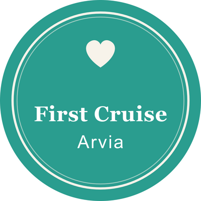 My Cruise Story Personalised Cruise Fridge Magnet, 56mm, Your Ship and Dates: teal circular magnet with a heart, first cruise design