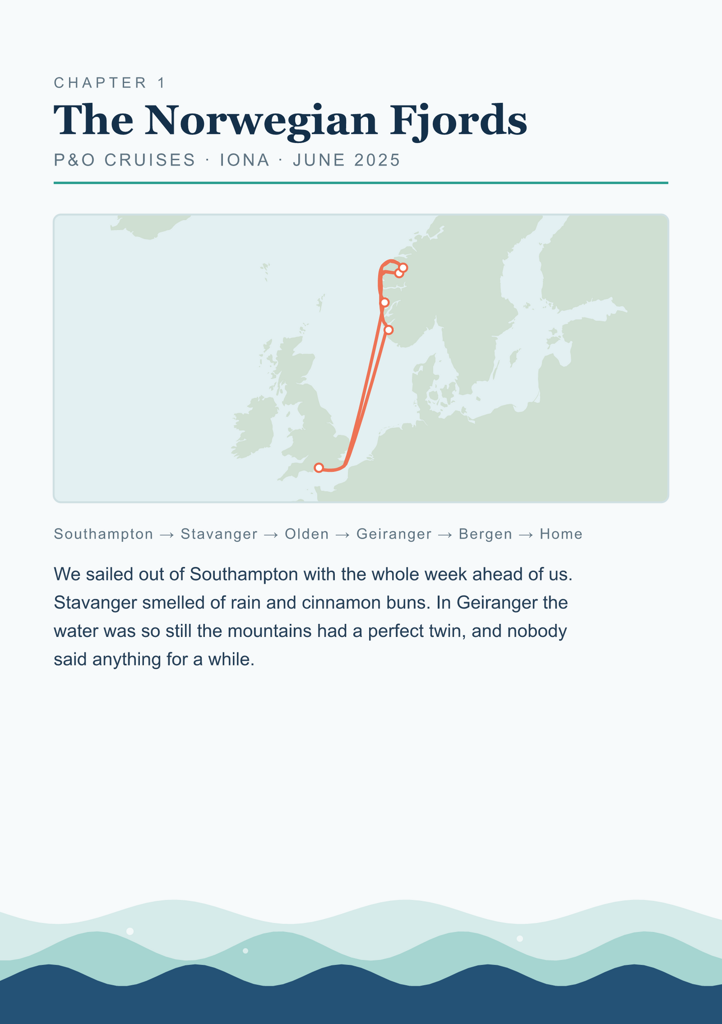 My Cruise Story Memory Book: Memory Book chapter page with the cruise route map and ports