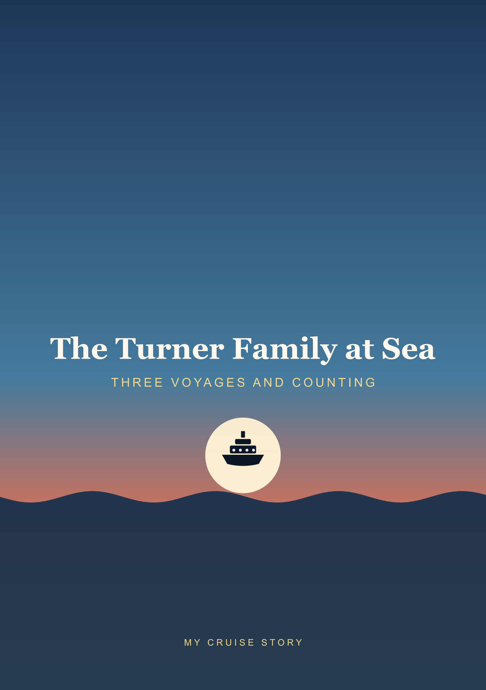 My Cruise Story Memory Book: Memory Book cover with a ship sailing beneath a sunset sky
