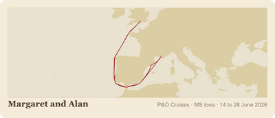 My Cruise Story Personalised Cruise Ticket Magnet, Your Ship, Dates and Route: cruise ticket magnet with the sailed route running the full width in the Vintage Chart style