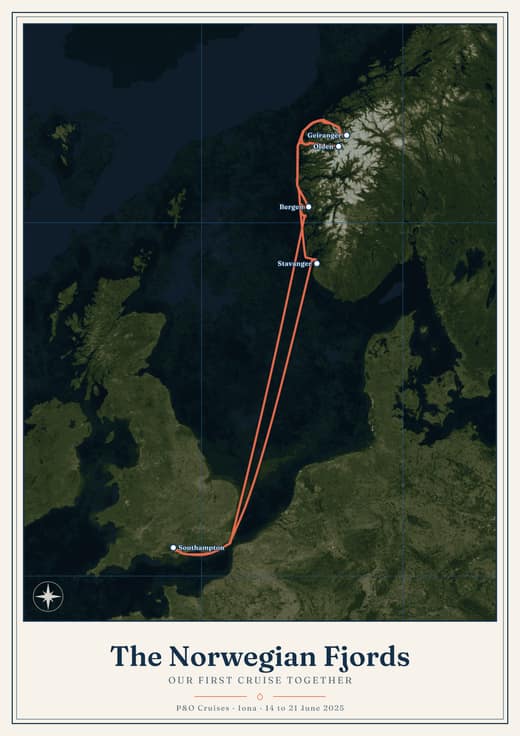 Your route over real satellite photography